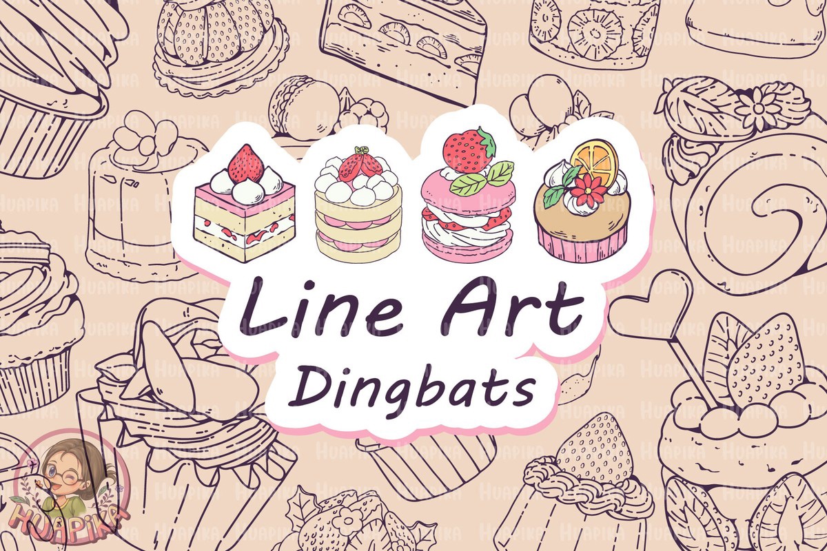 Font Cake Line Art