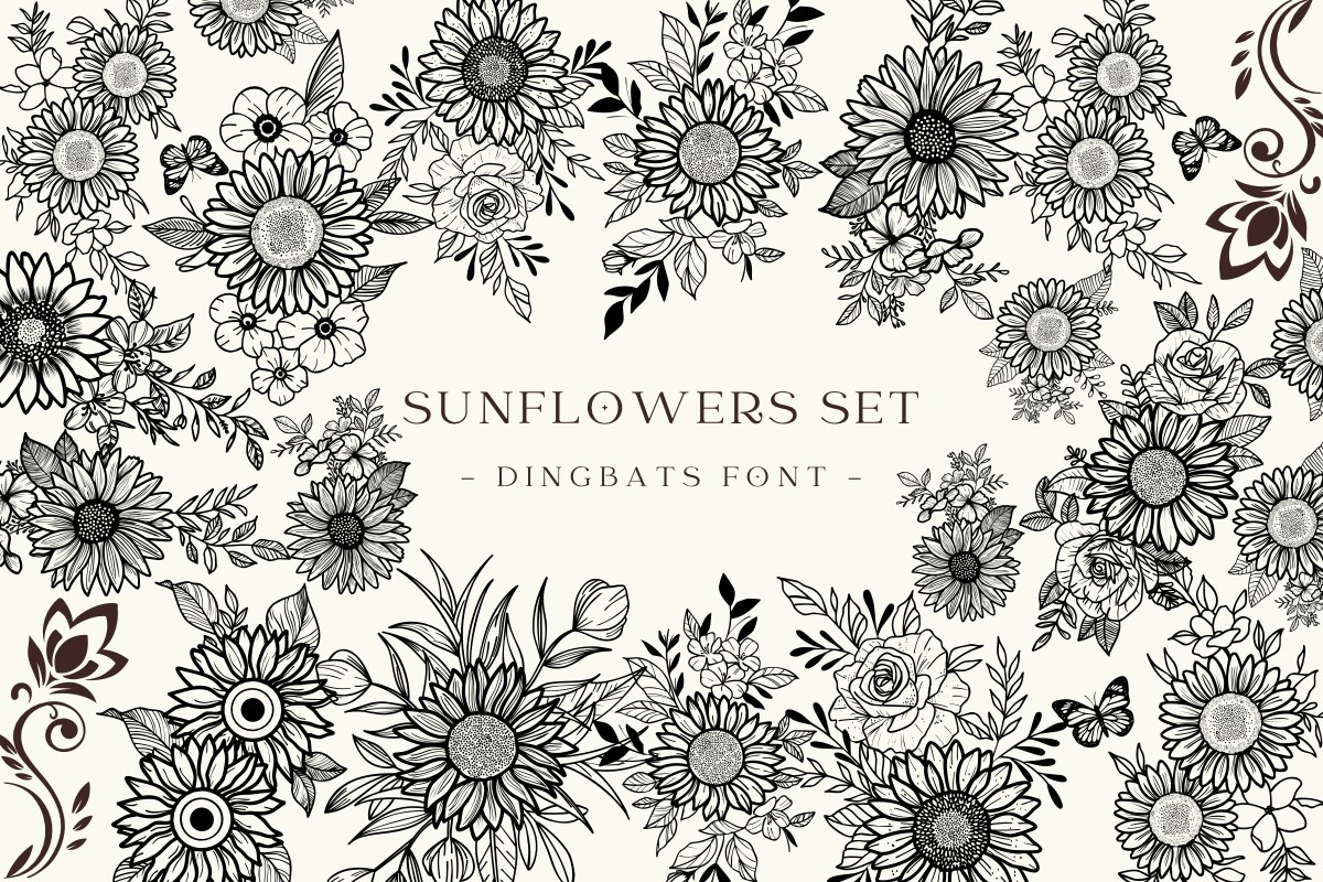 Font Sunflowers Set