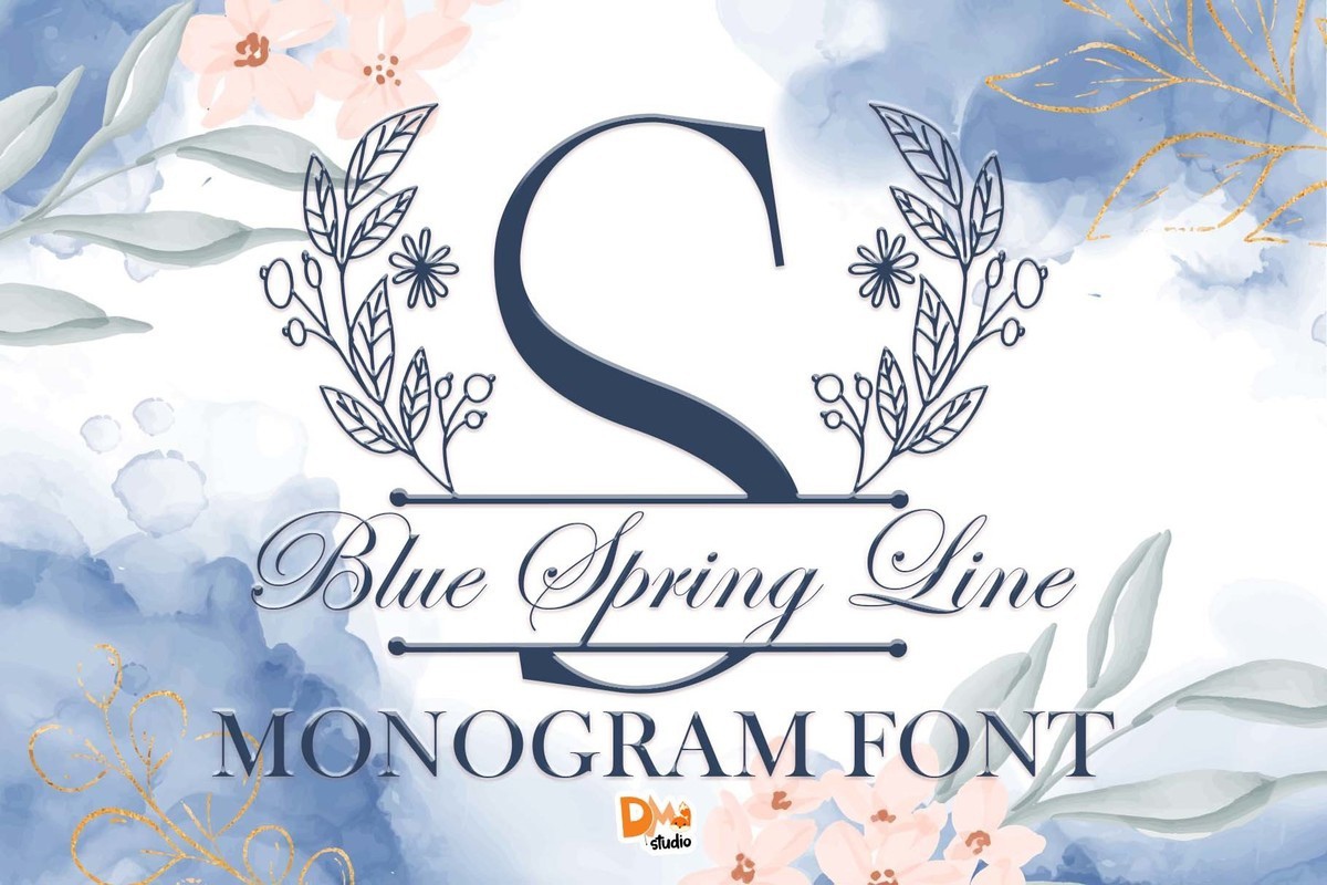 Font Blue Spring Line Monogram