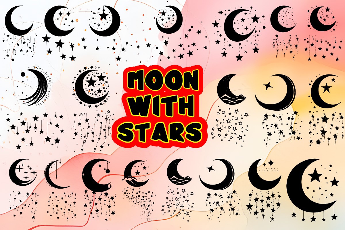 Font Moon with Stars