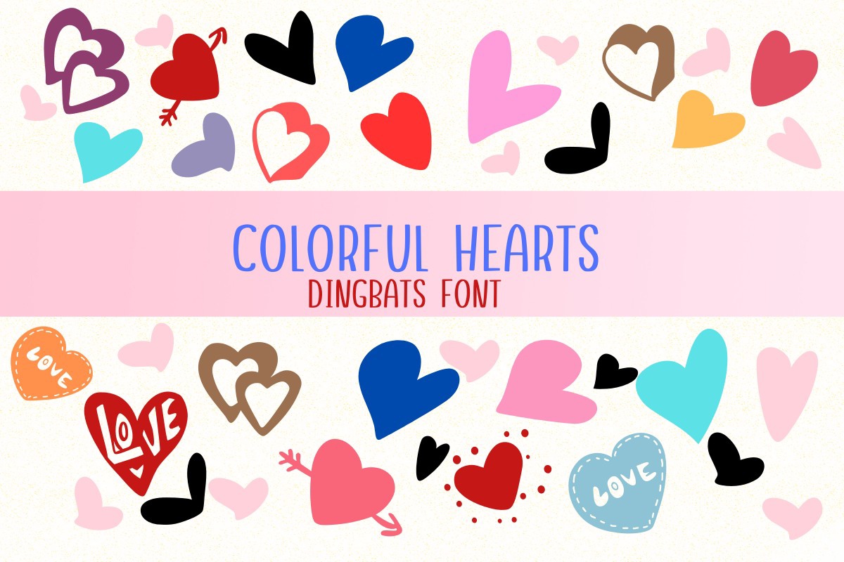 Font Colorful Hearts