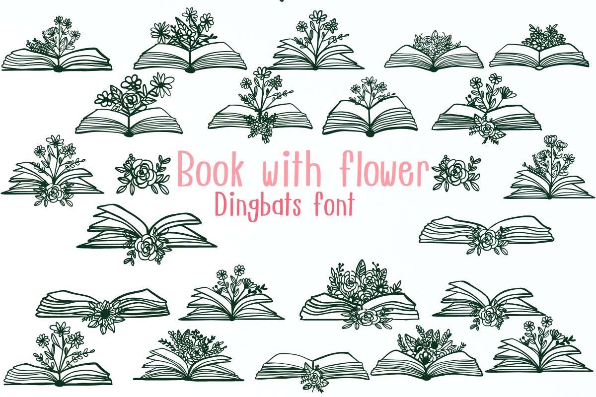 Font Book with Flower