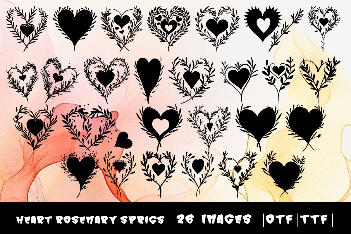 Font Heart Rosemary Sprigs