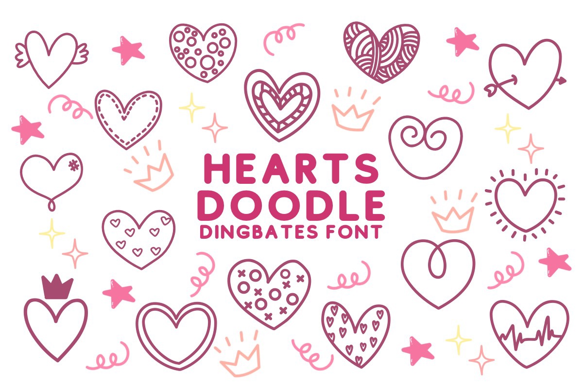 Font Hearts Doodle