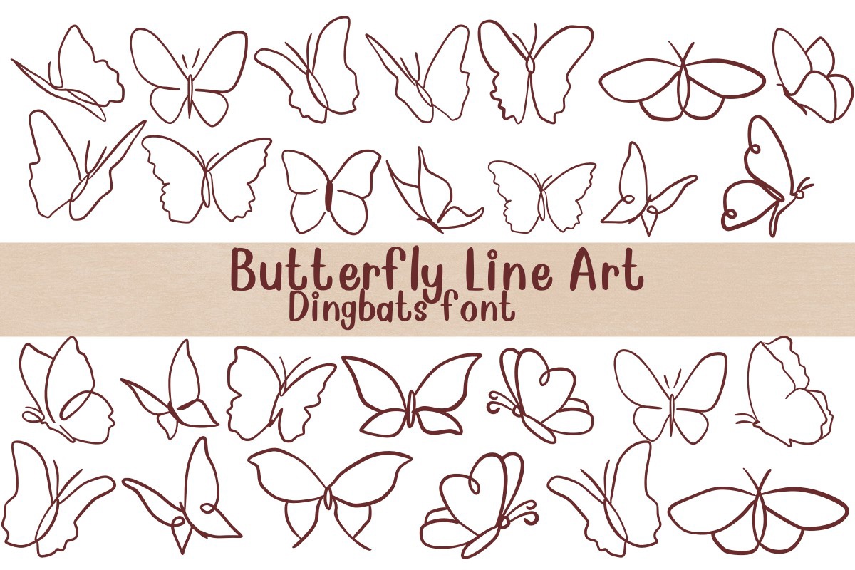 Font Butterfly Line Art